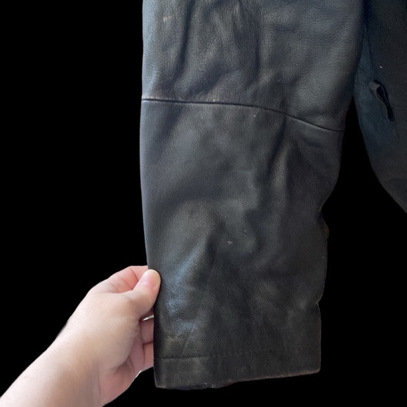 WILSONS Vintage Brown Leather Coat with Faux Fur Collar, Size XL. - Picture 12 of 17